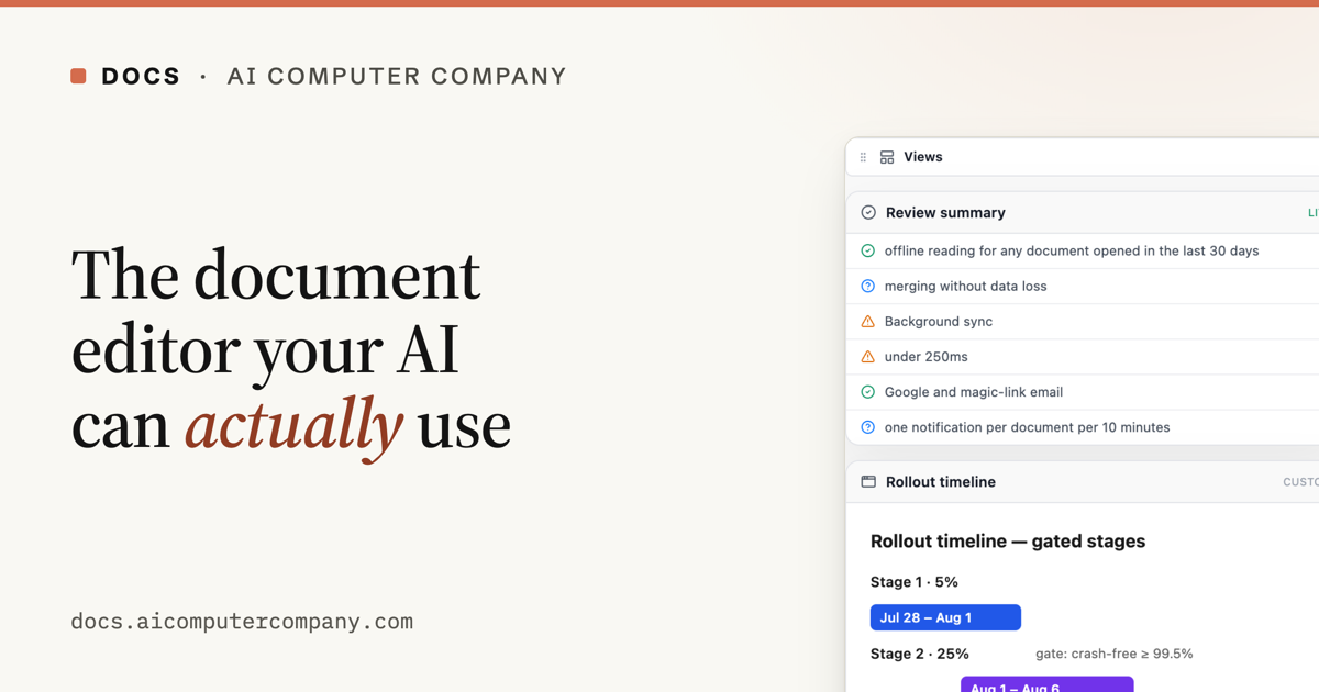 Docs — the markdown editor humans and AI agents share | AI Computer Company